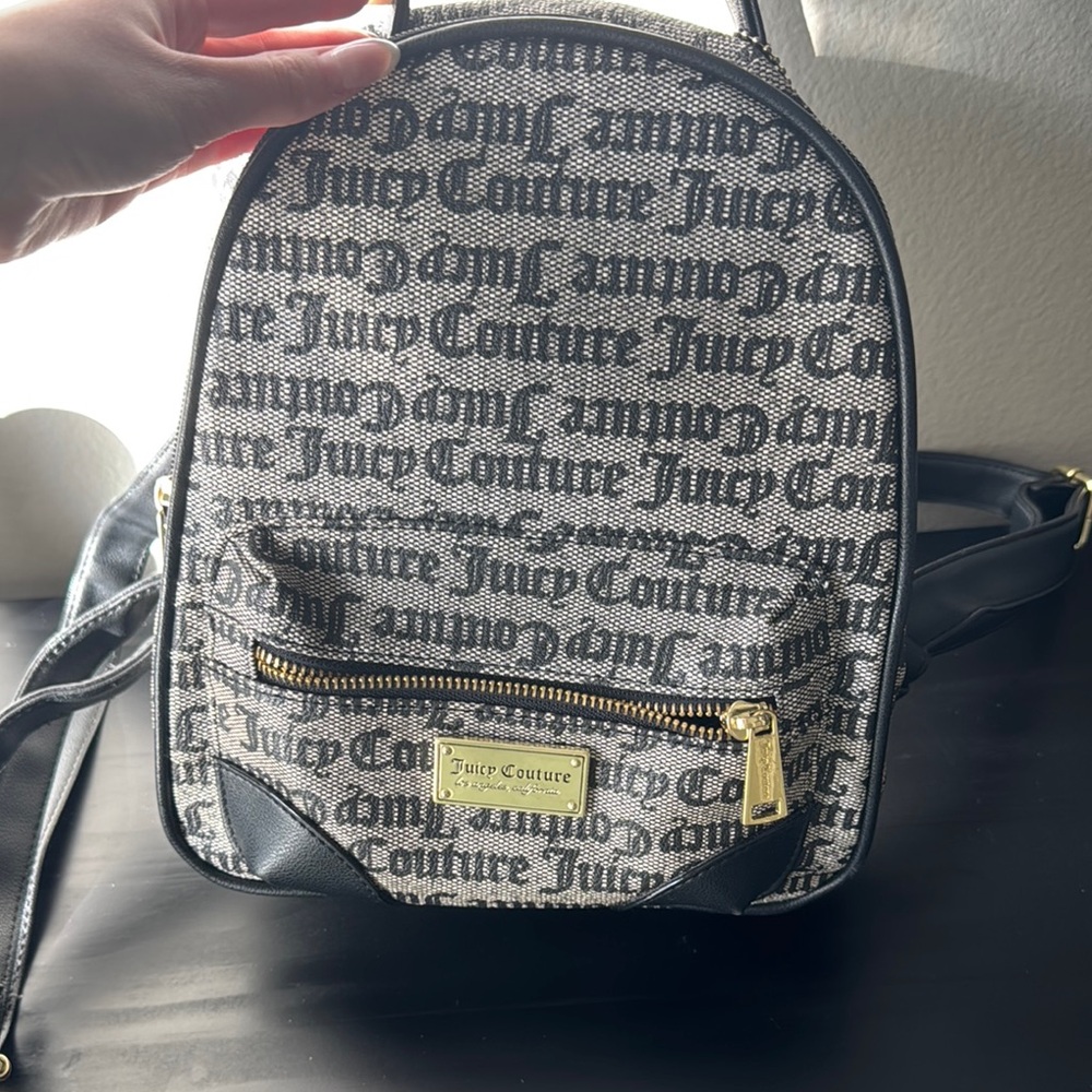 Juicy Couture Black Backpack with Gothic Text Design